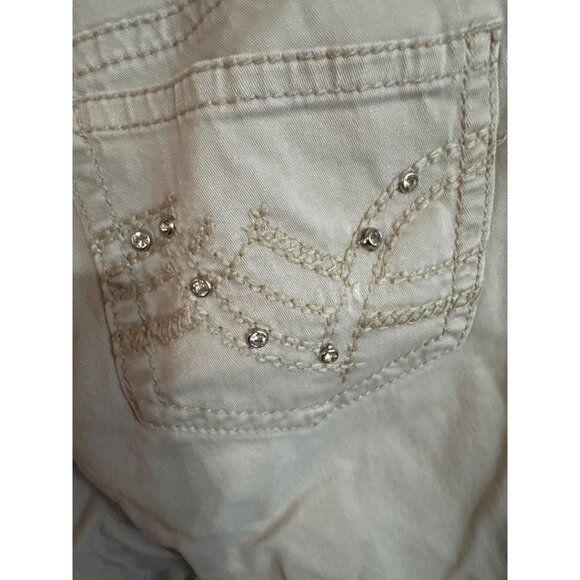 Hydraulic Womens Beige Capri Jeans Size 14 With Rhinestone Embellishments 17”Ins - Picture 6 of 6